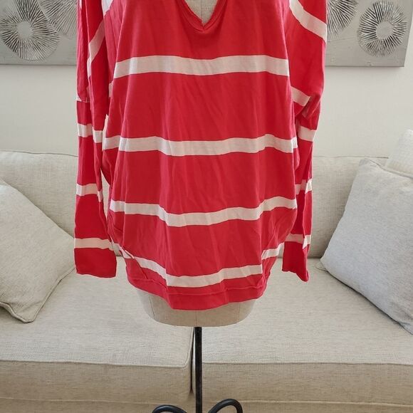 Free People Upstate Stripe Tee size Lg in Red - Picture 9 of 15